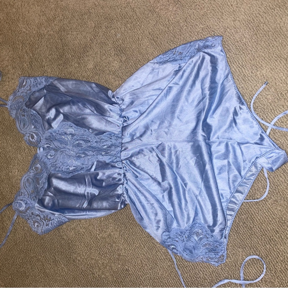 Lily of France Blue Lace Satin Lingerie